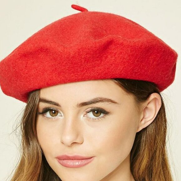 Retro Wool Red Beret - Picture 3 of 16